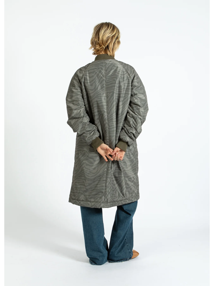 Gracie | Women’s long zebra print bomber jacket