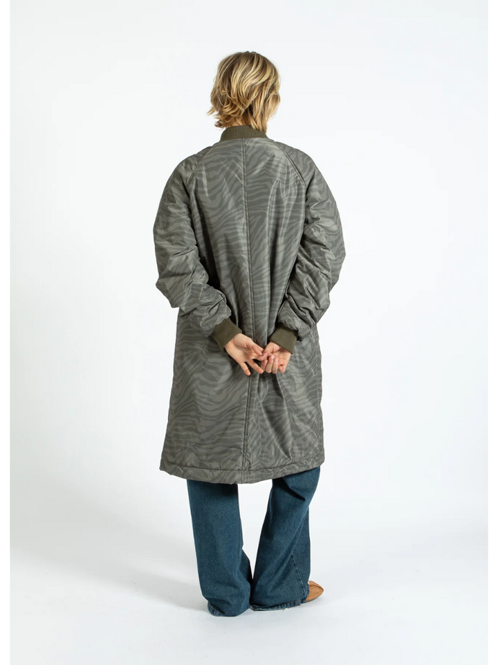 Gracie | Women’s long zebra print bomber jacket