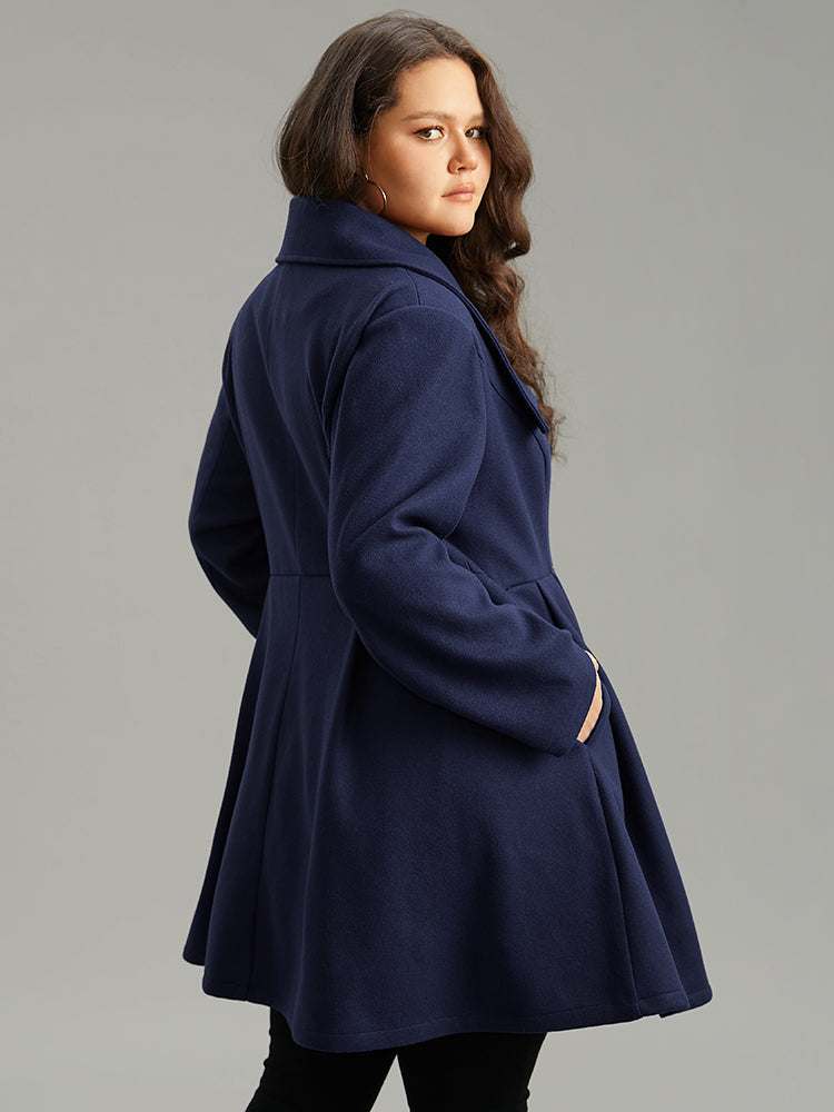 Stallia | Women’s plain button-up pocket asymmetrical lapel collar coat