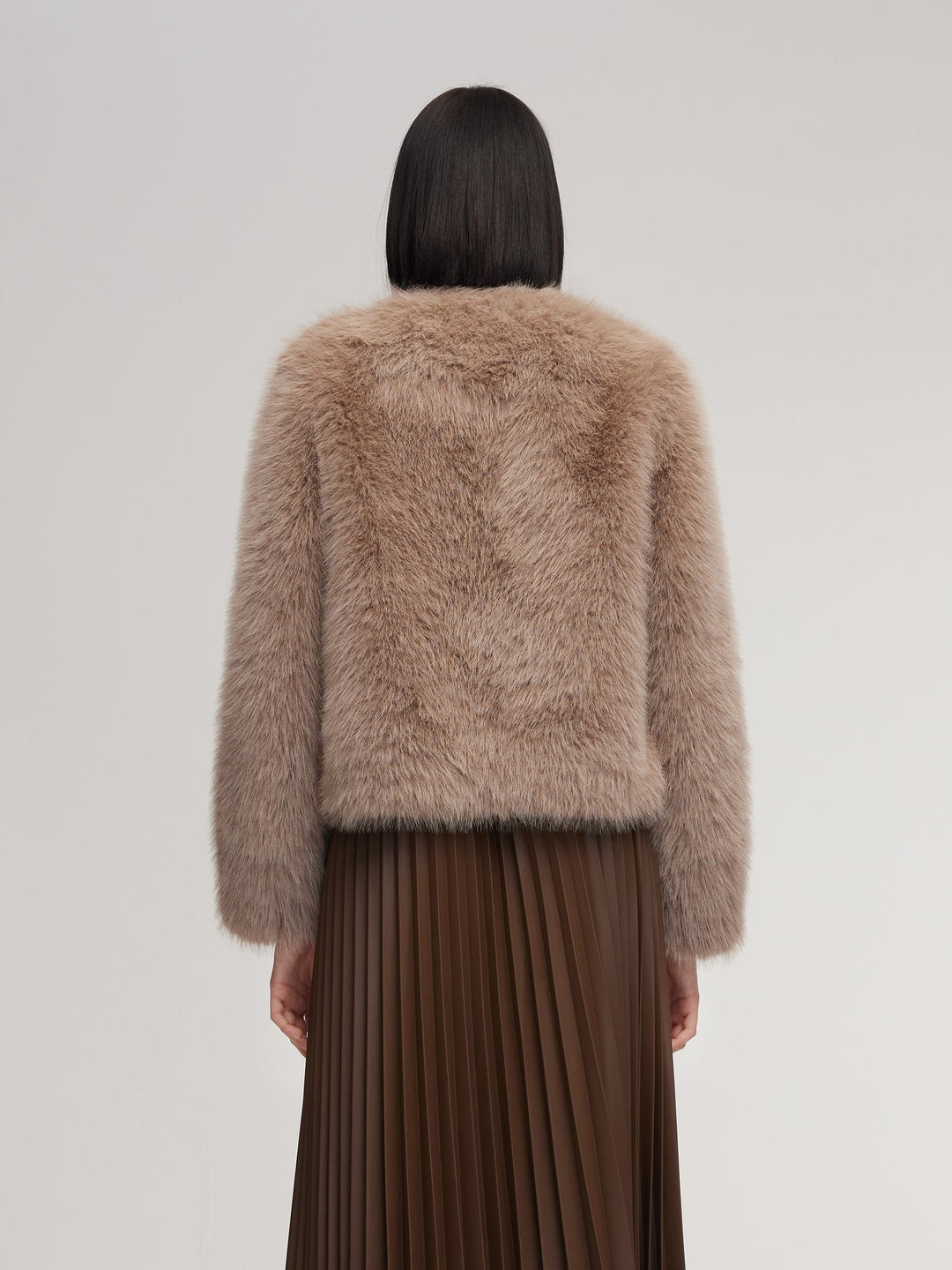 Dalynn | Women’s plush V-neck coat with a soft, structured cropped silhouette