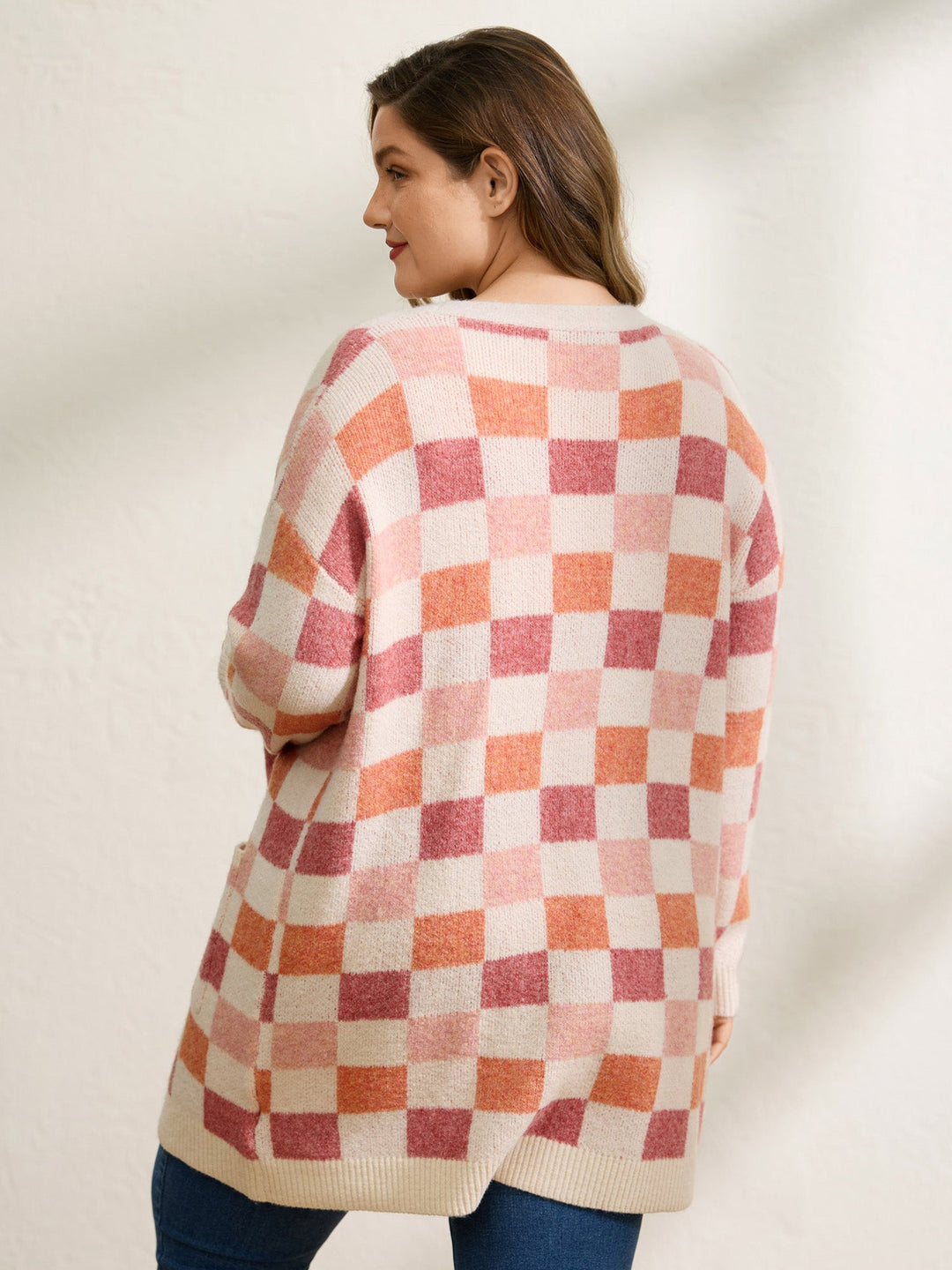 Samina | Women’s checkered contrast knit cardigan