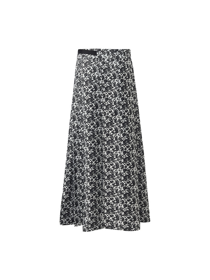 Gia | Women’s floral jacquard pleated A-line maxi skirt