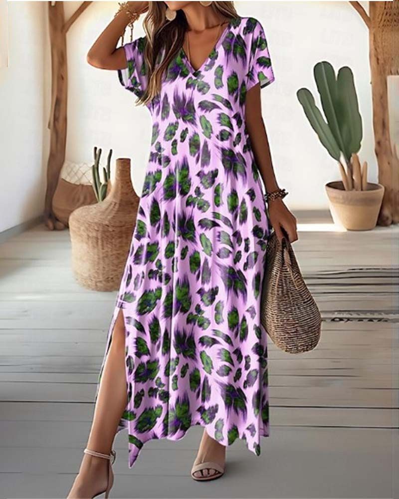 Jas | Women's elegant maxi dress with split & v-neck