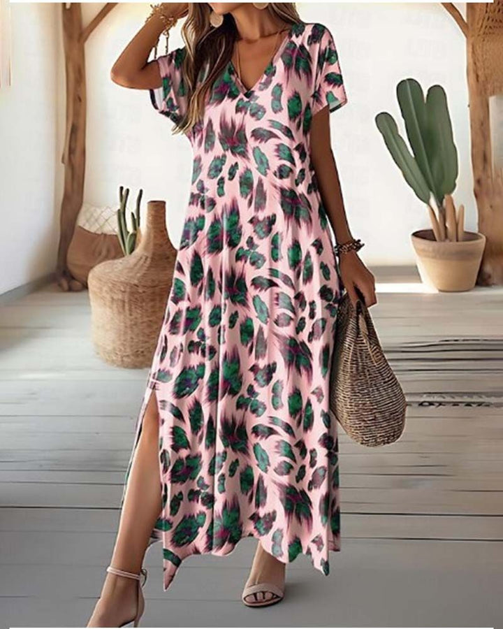 Jas | Women's elegant maxi dress with split & v-neck