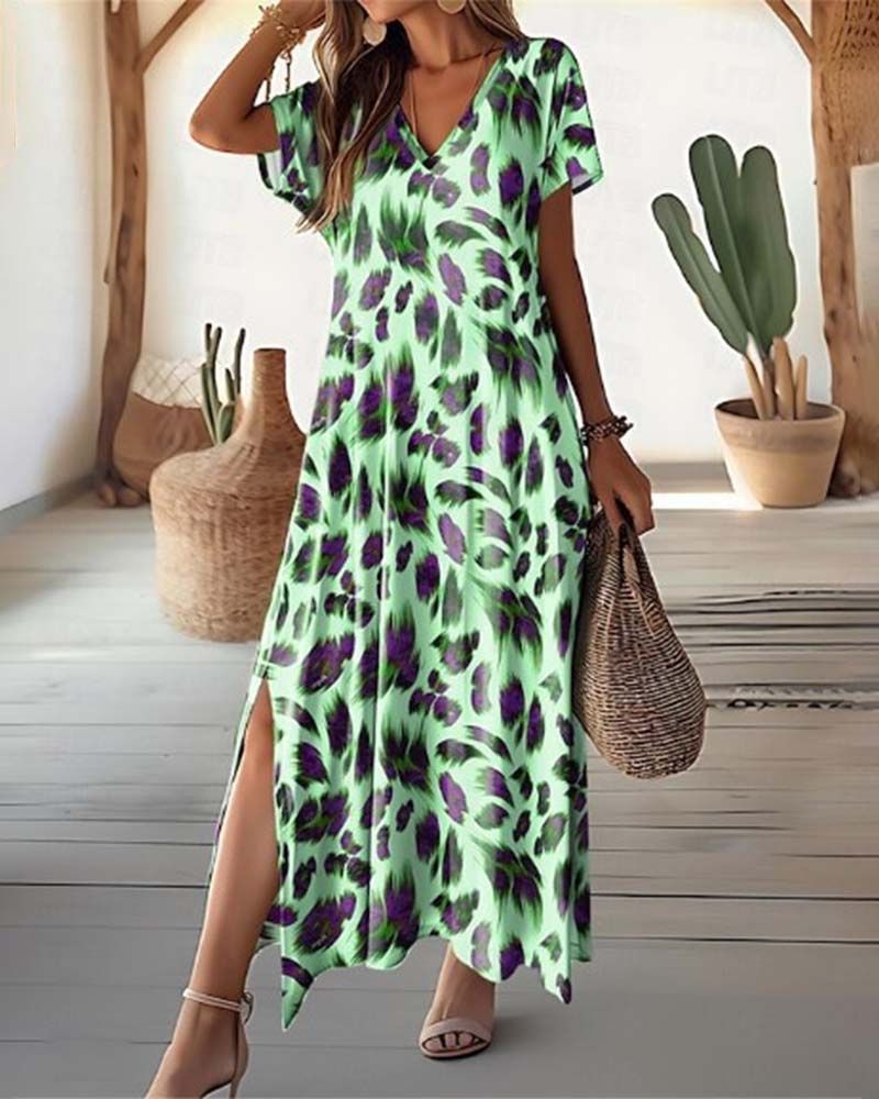 Jas | Women's elegant maxi dress with split & v-neck