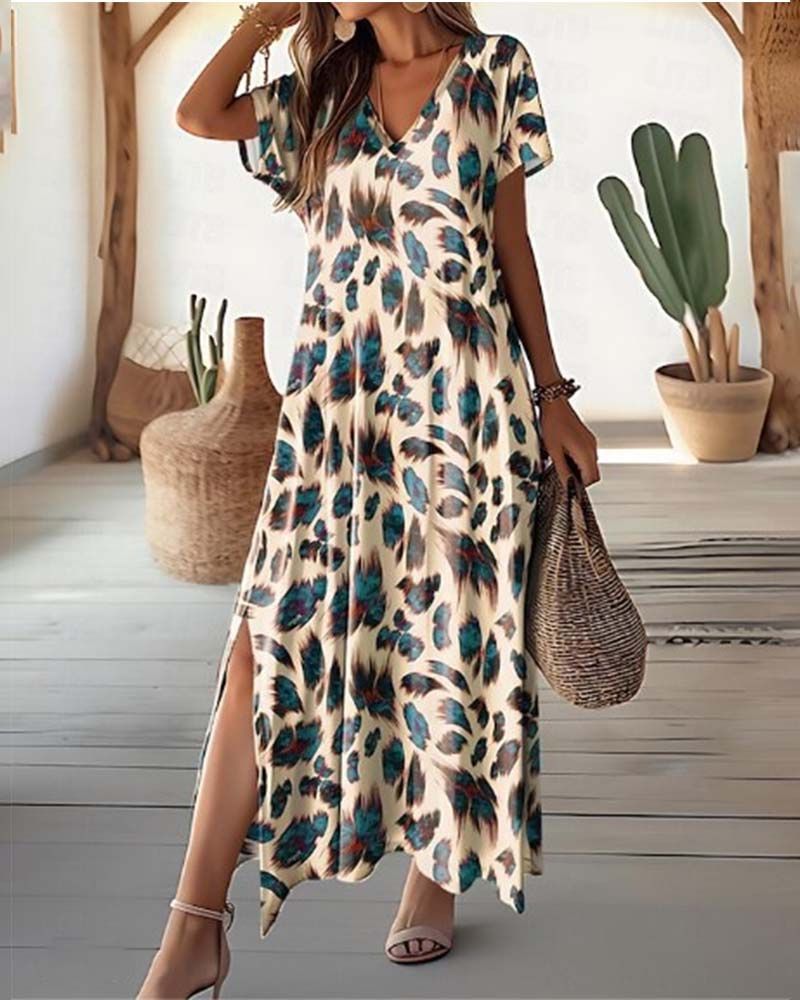 Jas | Women's elegant maxi dress with split & v-neck