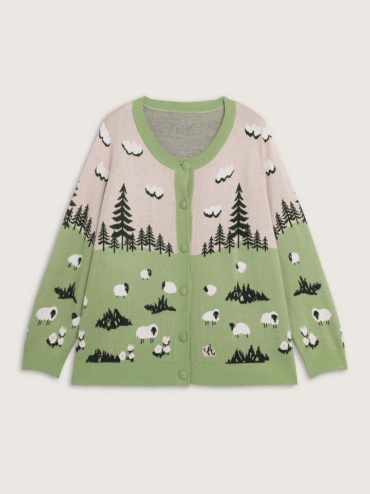 Savy | Women’s meadow jacquard button knit cardigan