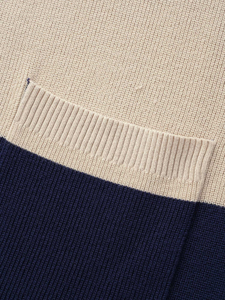 Gemma | Women’s color block hooded knit cardigan with patch pockets