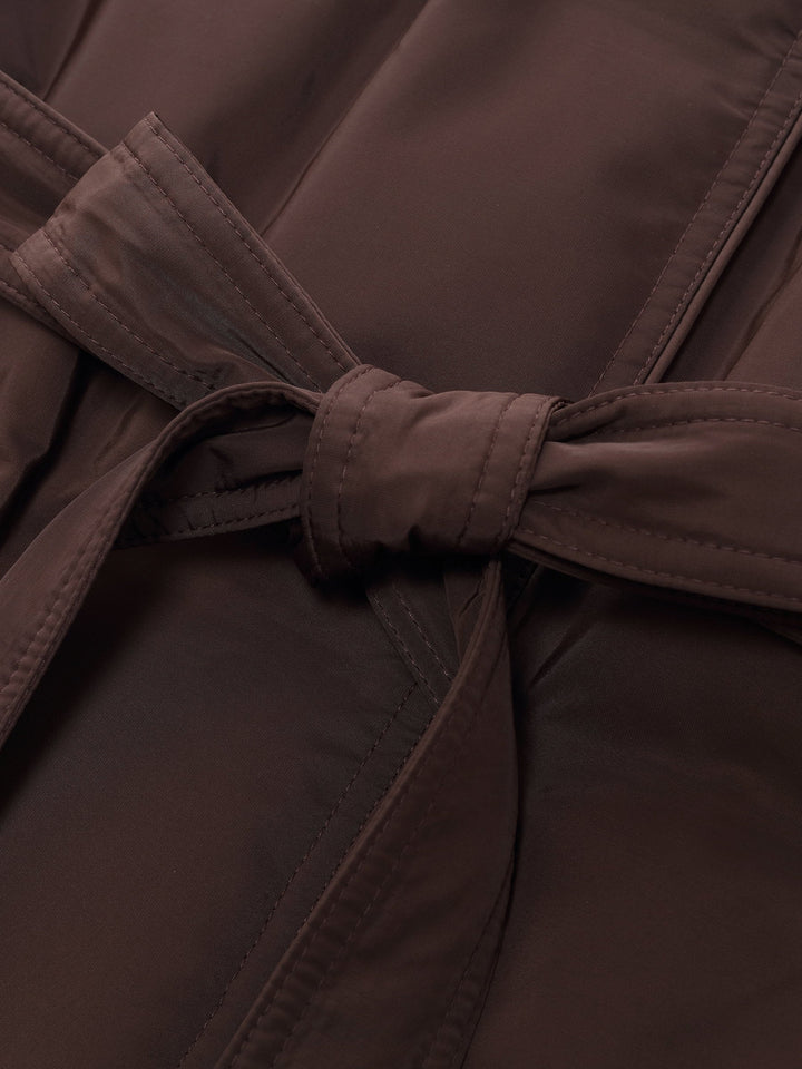 Maci | Women’s long hooded quilted coat with adjustable waist belt