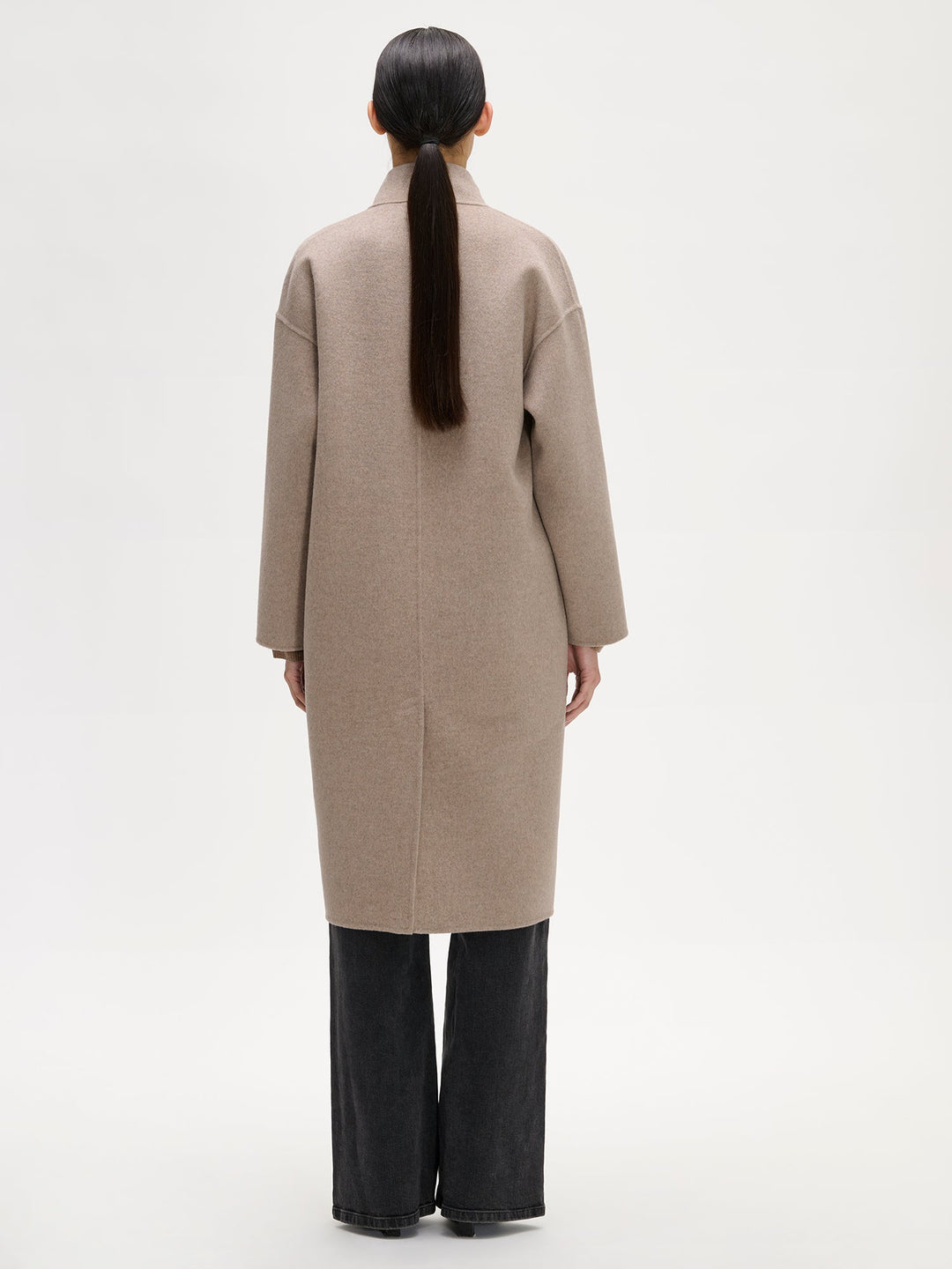 Hailey | Women’s long wool blend coat with stand collar