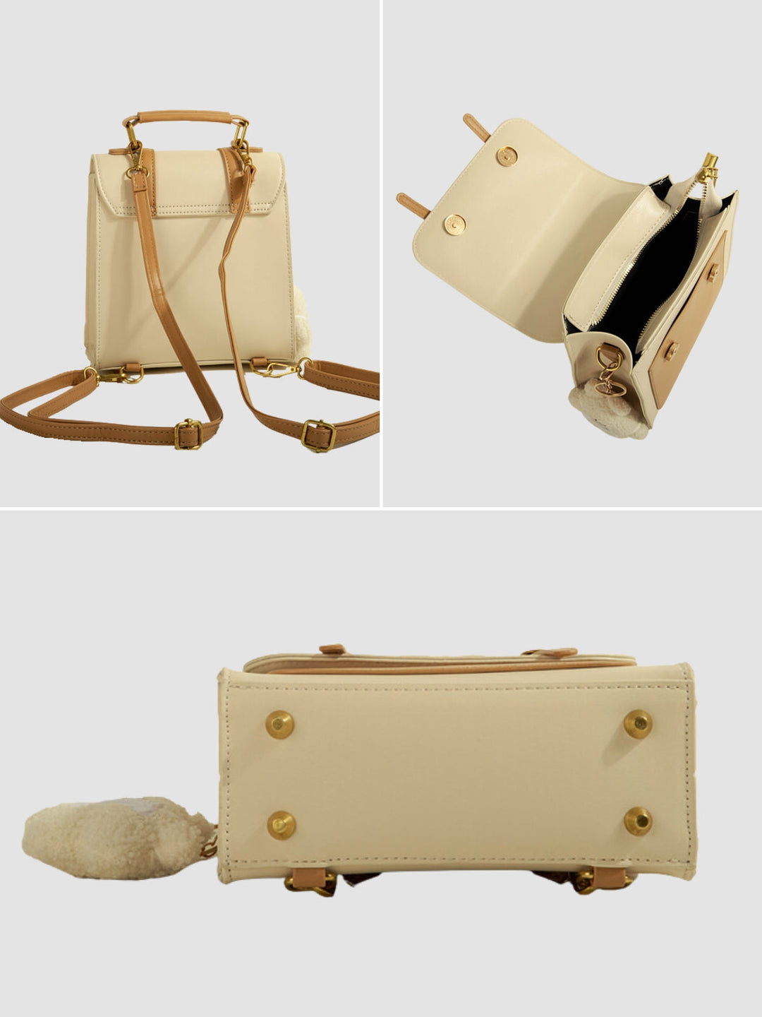 Faiza | Women’s large shoulder backpack with cover closure and double straps