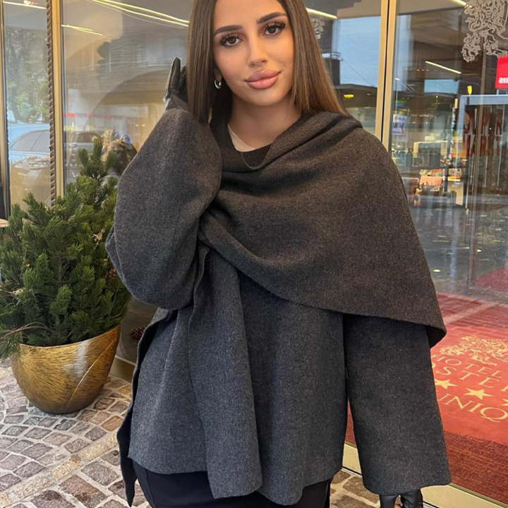 Shane | Women’s cape coat with asymmetrical cut and flowing shape