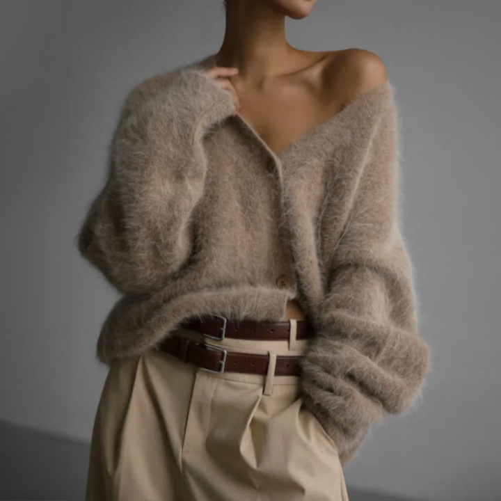 Alma | Women’s long sleeve button-down cardigan with soft brushed texture