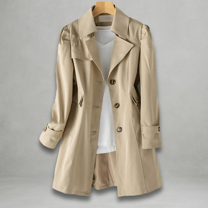 Rowena | Women’s cotton-linen trench coat with folded collar