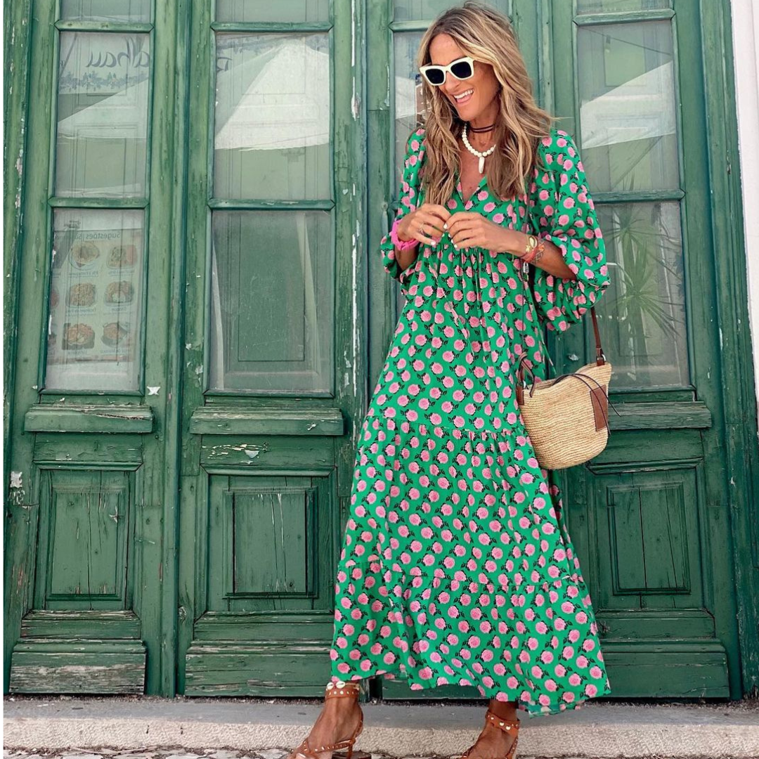 Bessie | Women's high-low dress with geometric print