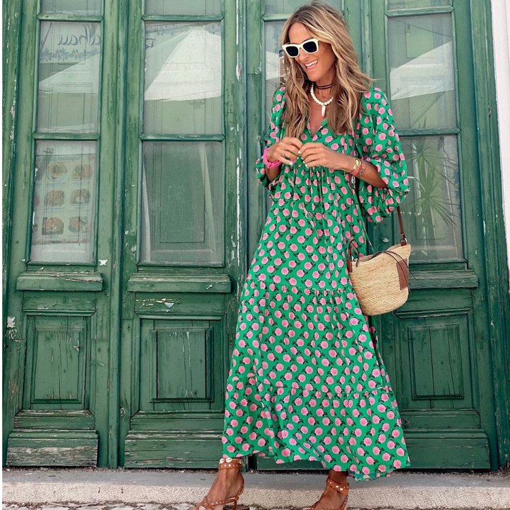 Bessie | Women's high-low dress with geometric print