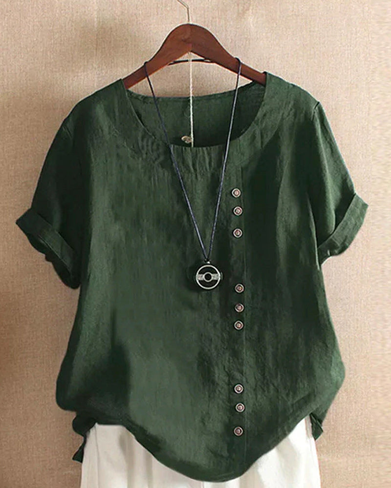 Aoife | Women's short sleeve blouse with round neckline