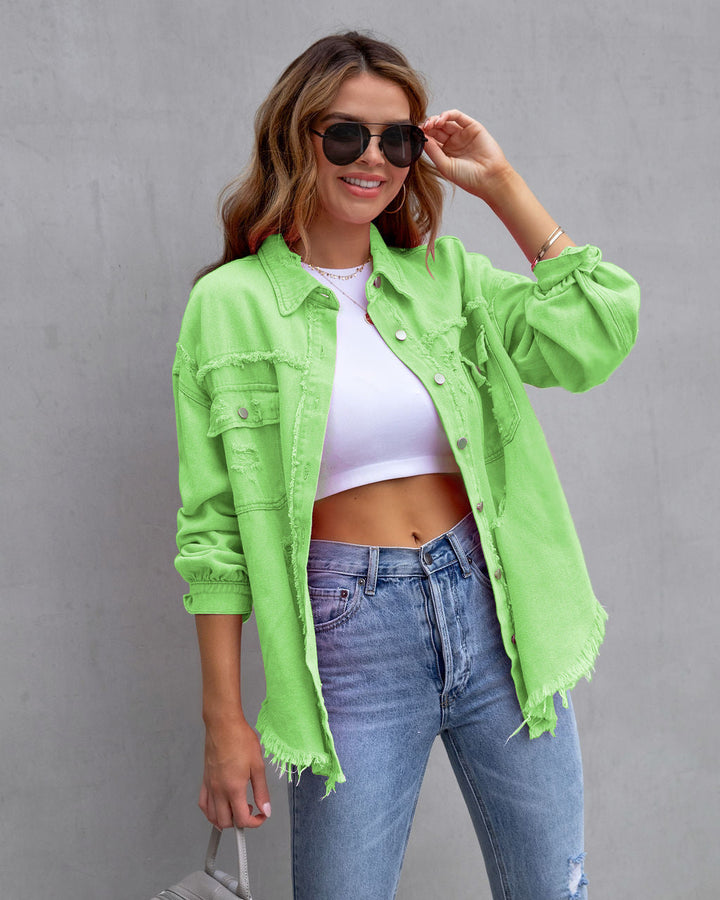Scarlett | Women’s denim jacket with oversized fit and distressed details