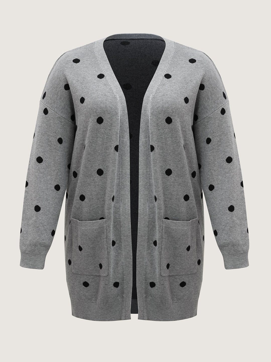 Reese | Women’s polka dot knit cardigan with patch pockets