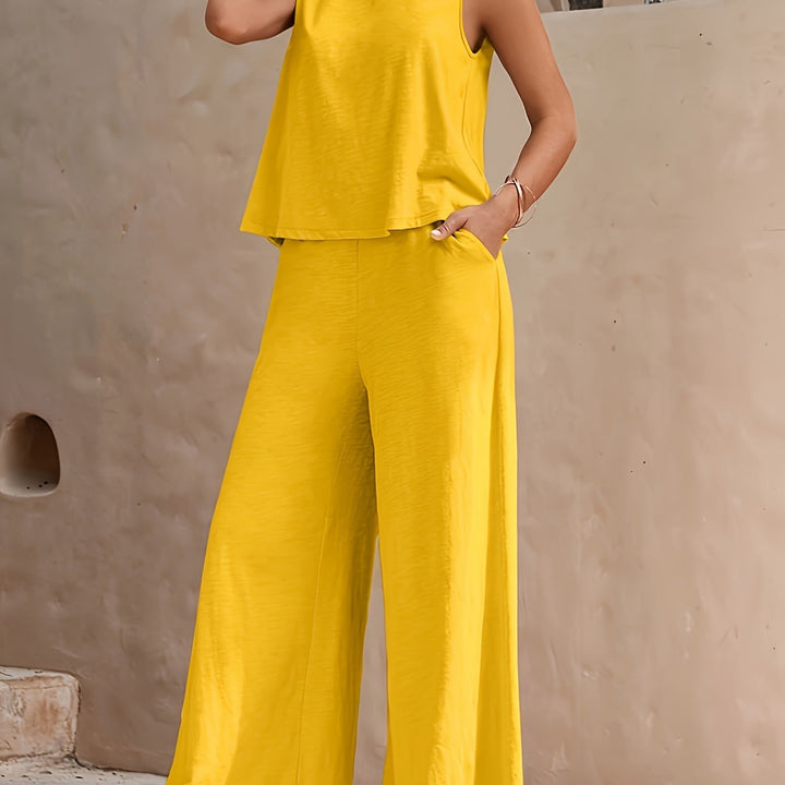 Femke | Sleeveless top & wide-leg trousers set