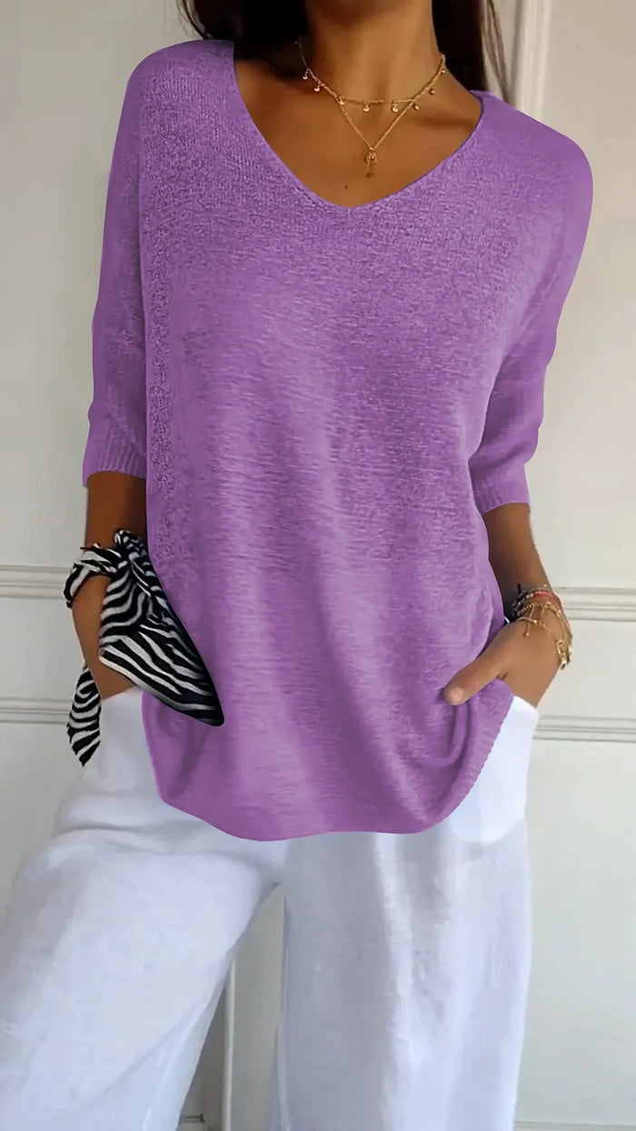 Averie | Women's knit v-neck top with relaxed fit