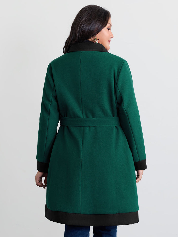 Ophelia | Women's color contrast belted lined coat