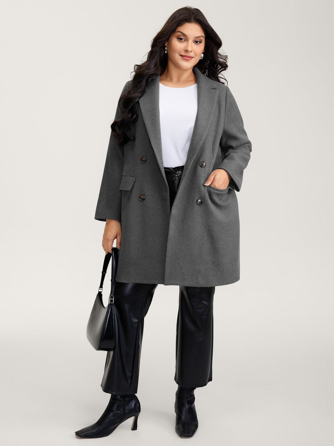Yvette | Women’s solid suit collar button pocket coat