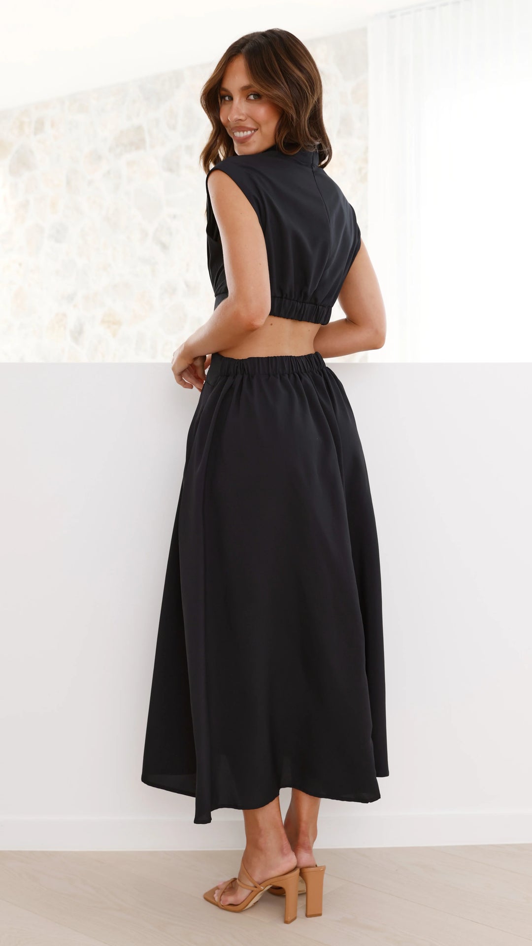 Elina | Women's midi dress with cut-outs and high collar