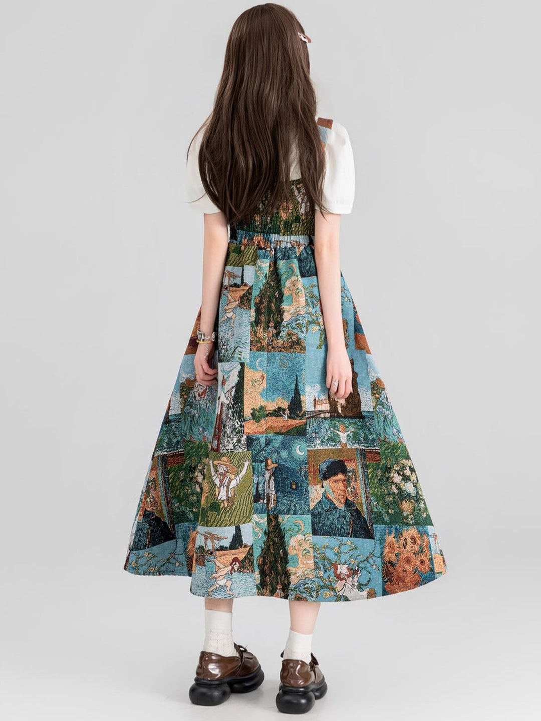 Chelsea | Women’s jacquard midi dress with A-line silhouette and floral pattern