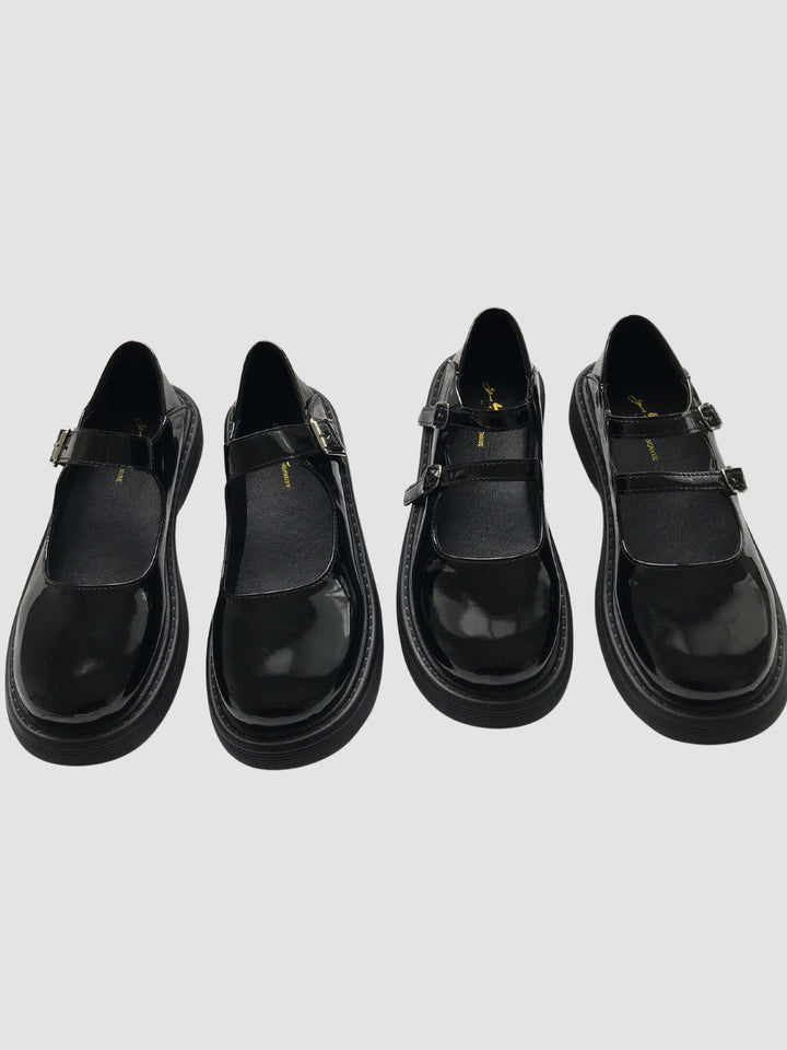 Emery | Women’s patent faux leather shoes with buckle strap