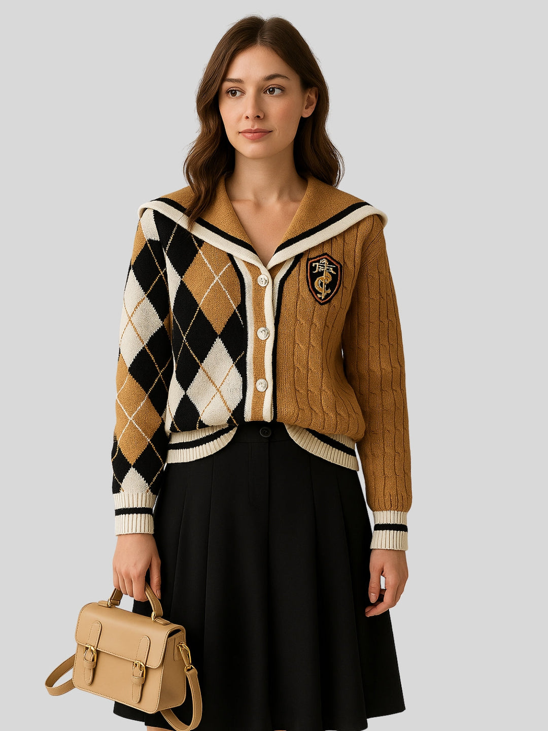 Catalina | Women’s knit cardigan skirt suit with v-neck and button closure