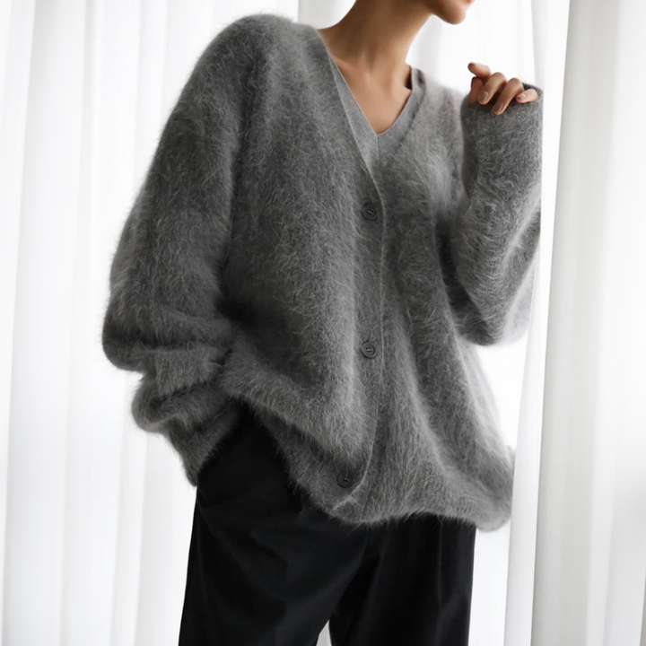 Alma | Women’s long sleeve button-down cardigan with soft brushed texture