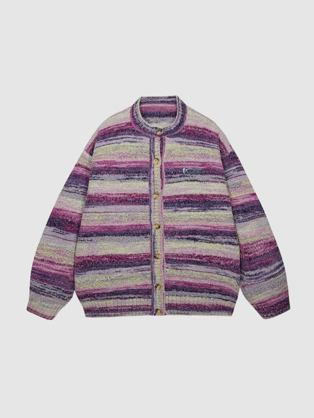 Shena | Women’s striped knit top with round neck and button detail