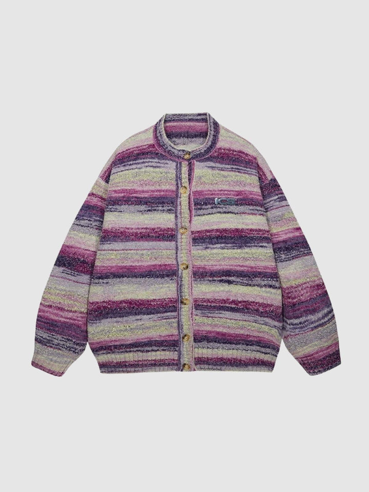 Shena | Women’s striped knit top with round neck and button detail