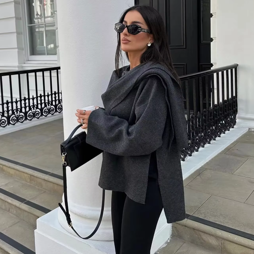Shane | Women’s cape coat with asymmetrical cut and flowing shape