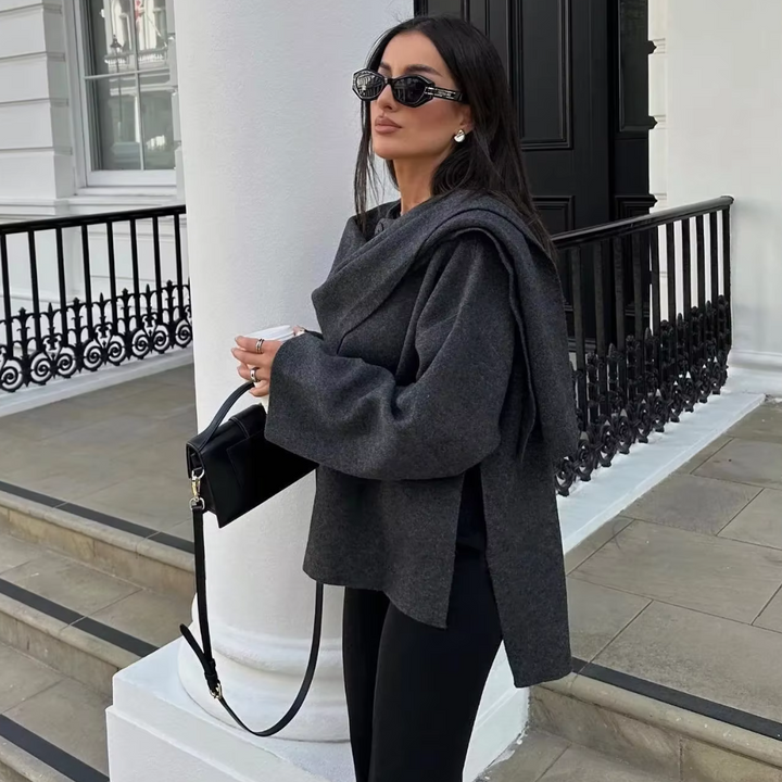 Shane | Women’s cape coat with asymmetrical cut and flowing shape