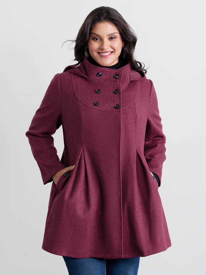 Danise | Women’s hooded pleated pockets waist-defining coat