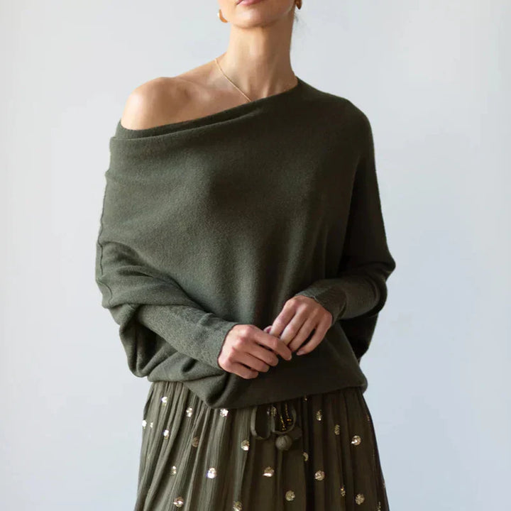 Flor | Women’s asymmetrical sweater with draped design and modern cut
