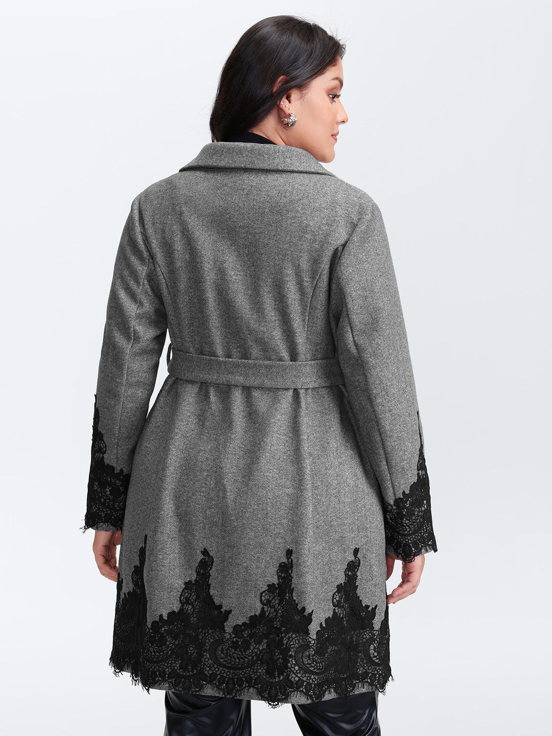 Vienna | Women’s color contrast belted lace coat