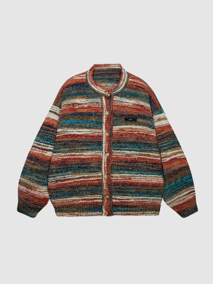 Shena | Women’s striped knit top with round neck and button detail