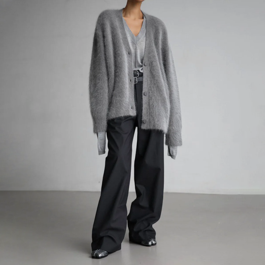 Alma | Women’s long sleeve button-down cardigan with soft brushed texture
