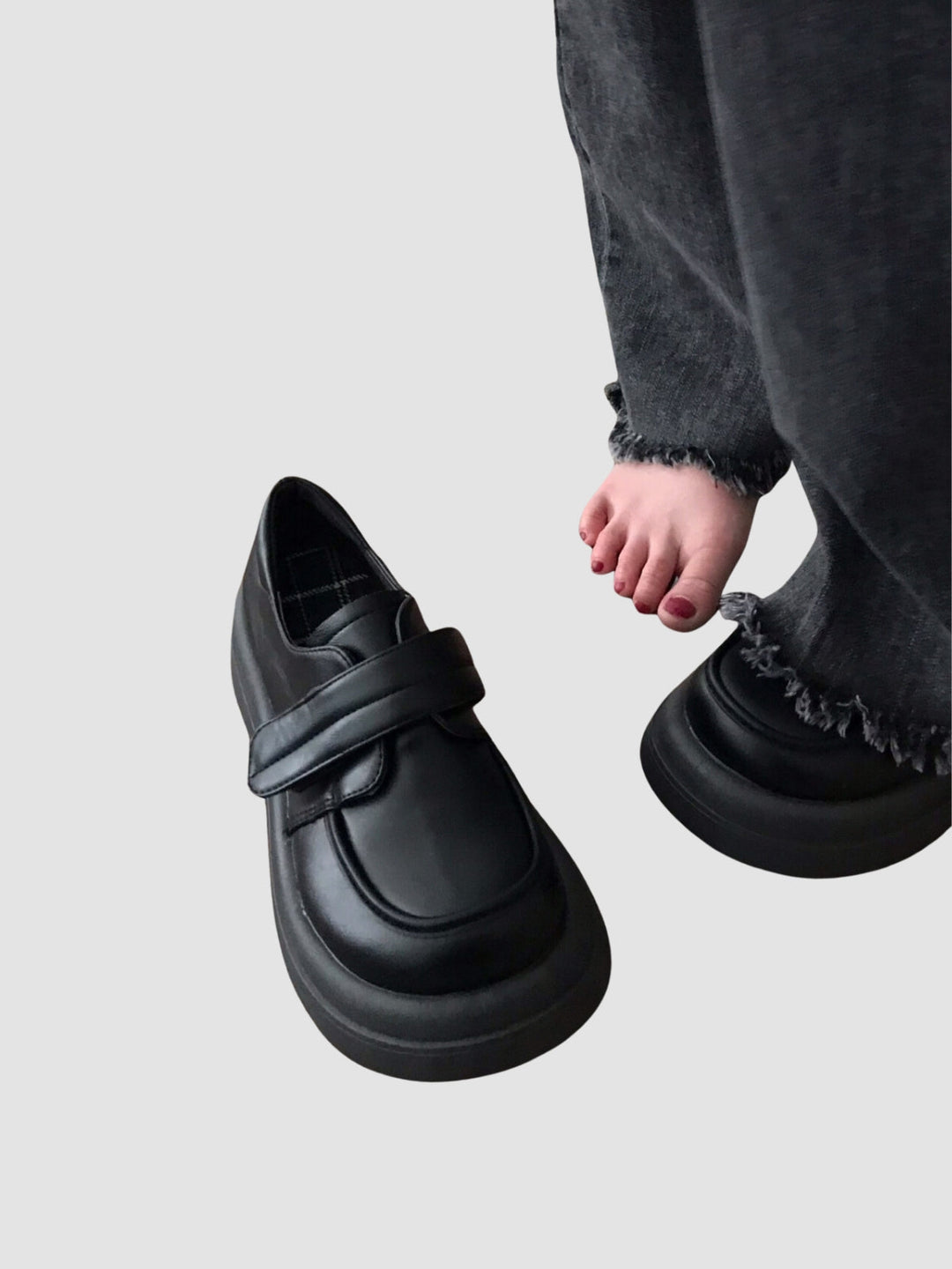 Ayla | Women’s faux leather platform loafers with velcro strap