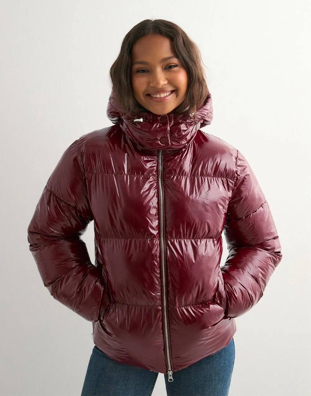 Kora | Women’s glossy puffer jacket with hood