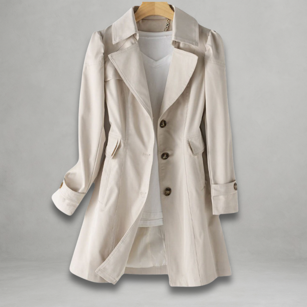 Rowena | Women’s cotton-linen trench coat with folded collar