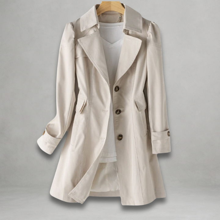 Rowena | Women’s cotton-linen trench coat with folded collar