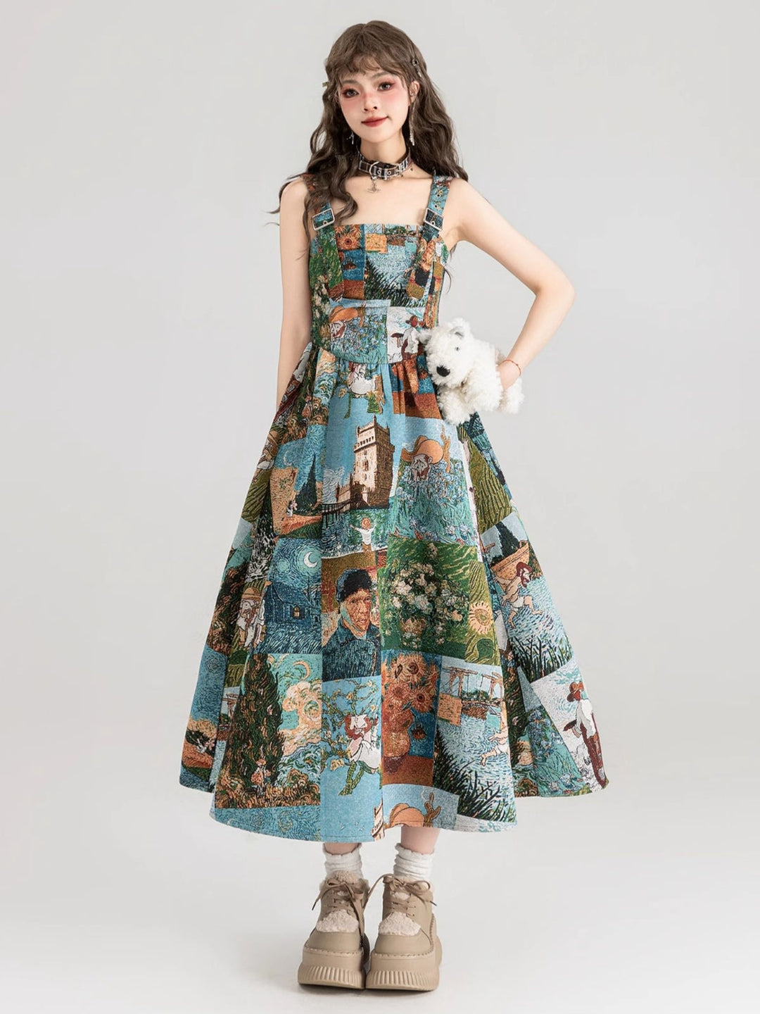Chelsea | Women’s jacquard midi dress with A-line silhouette and floral pattern