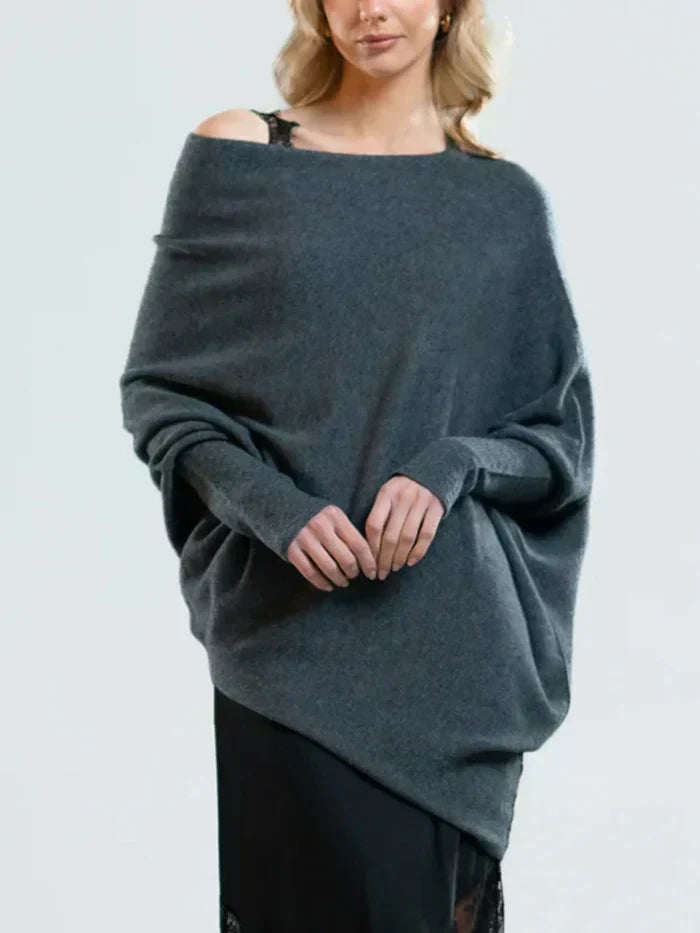 Flor | Women’s asymmetrical sweater with draped design and modern cut