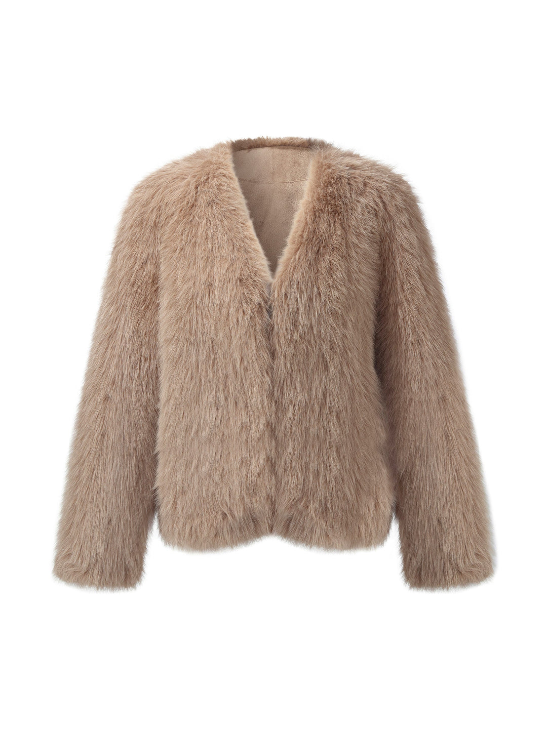 Dalynn | Women’s plush V-neck coat with a soft, structured cropped silhouette