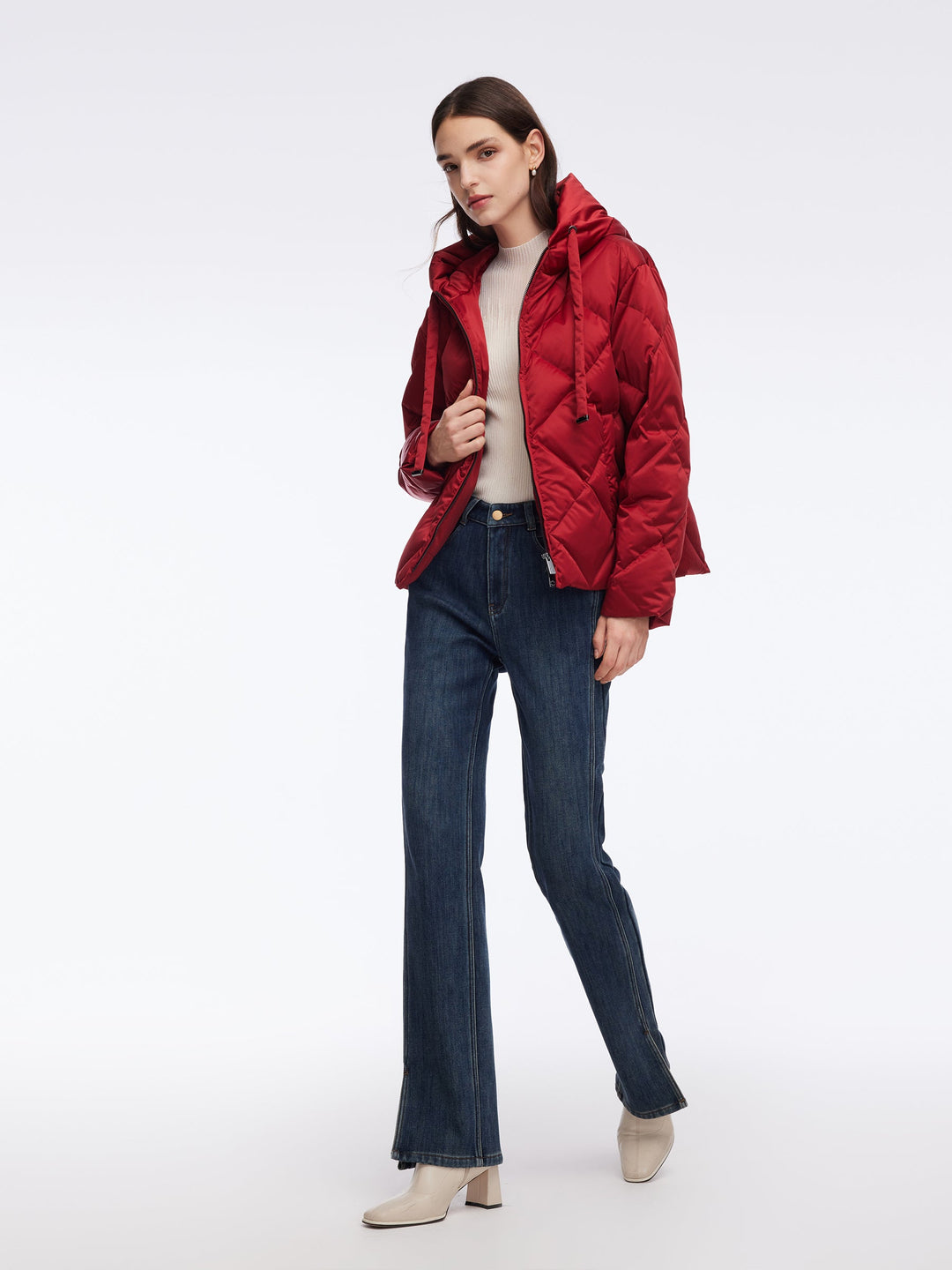 Elsa | Women’s short diamond-quilted hooded puffer jacket