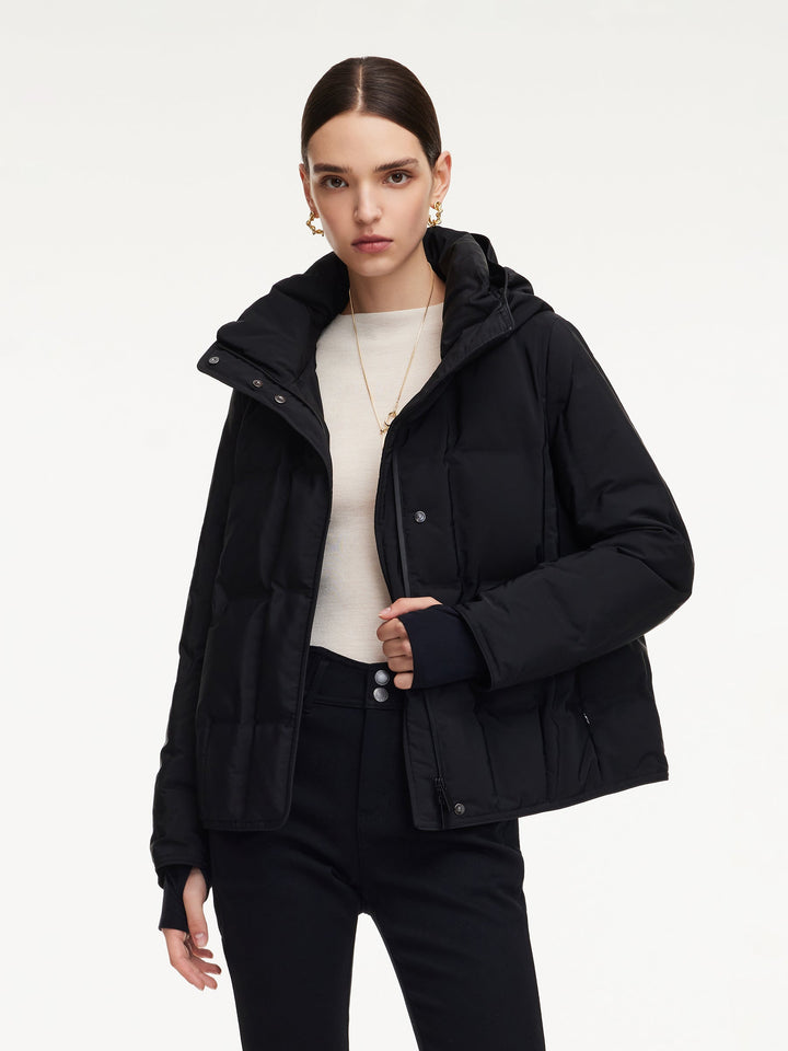 Saanvi | Women’s short hooded puffer jacket with modern structured fit